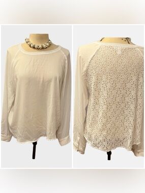 😍SHOW SPECIAL - JOE FRESH White Long Sleeve Top Lace Back Plus size XL